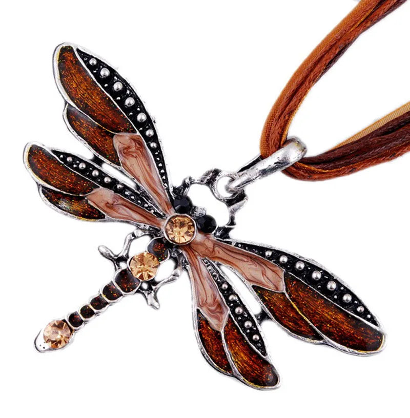 SUMENG New ParagraphWomen Crystal Dragonfly Ribbon Casual Pendant ...