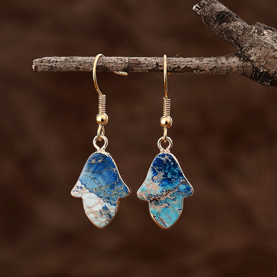 Imperial Jasper Hamsa Earrings