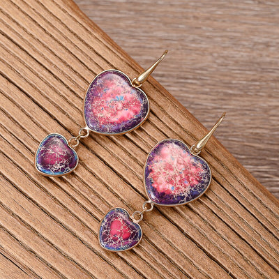 Double Heart Dangle Earrings