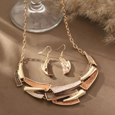 Cring Coco Handmade Enamel Geometric Jewelry Set Fashion Popular Jewelry Necklace Set Earring for Women Graduation Season Gift