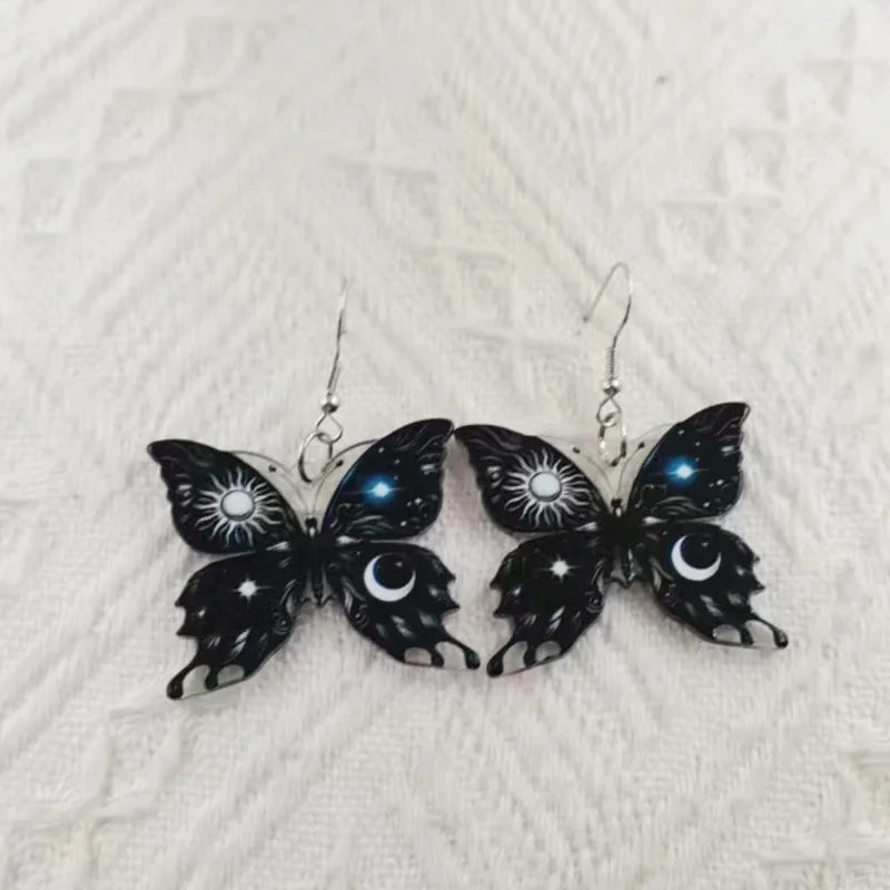 1 pair of acrylic sun moon butterfly earrings, women's earrings, the best choice for gifts