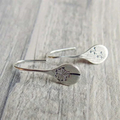 925 Sterling Silver Dandelion Leaf Earrings
