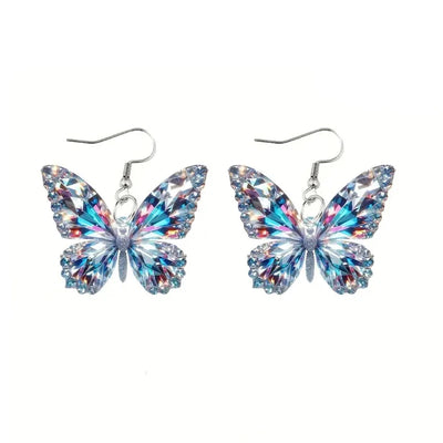 YAOLOGE 2025 New Arrival Sparkling Flat Butterfly Earrings Acrylic Material Women Novel Glamorous Eardrop Party Gifts