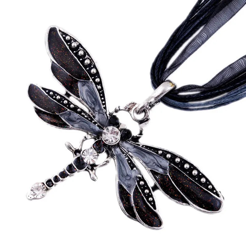 Sumeng SUMENG New ParagraphWomen Crystal Dragonfly Ribbon Casual Pendant ...