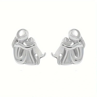 Silver and Gold Two-Tone Hug Earrings