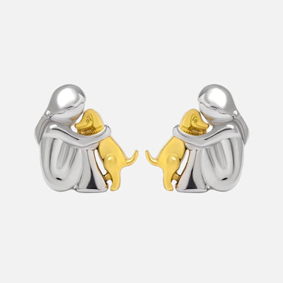 Silver and Gold Two-Tone Hug Earrings