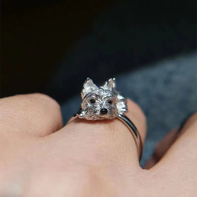 Heirloom Silver Dachshund Wrap Ring - Adjustable Statement Band for Dog Lovers