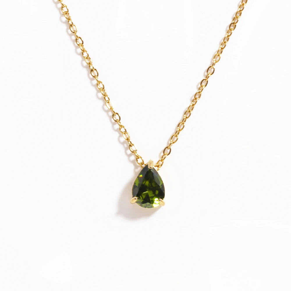 Hot Sale Shiny Crystal Necklace Stainless Steel Teardrop Zirconia ...