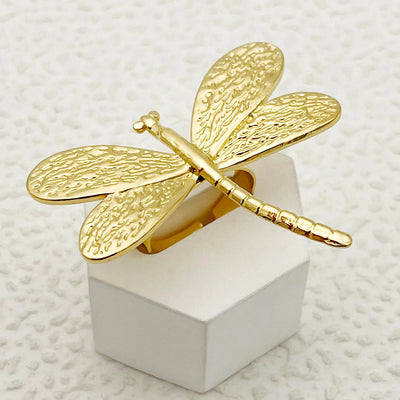 Adjustable Golden Dragonfly Ring – Symbol of Strength, Light & Renewal