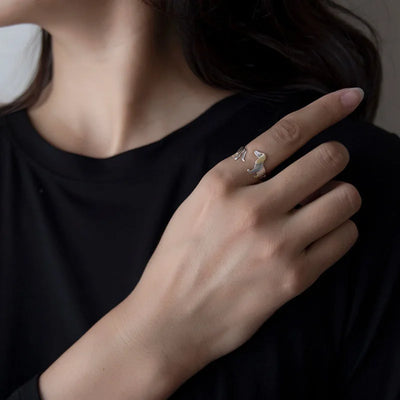 Sterling Silver Dachshund Wrap Ring - Heartwarming Adjustable Pet Memorial Jewelry
