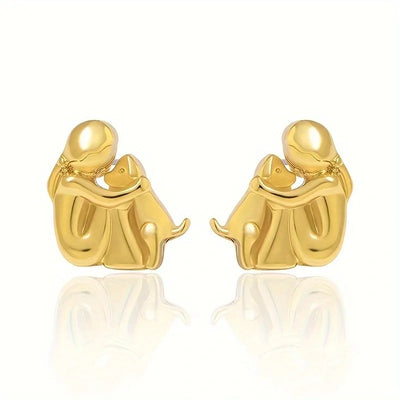 Silver and Gold Two-Tone Hug Earrings