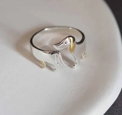 Sterling Silver Dachshund Wrap Ring - Heartwarming Adjustable Pet Memorial Jewelry