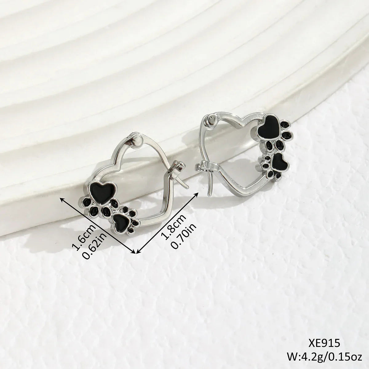 Sterling Silver Paw & Heart Drop Hoops - Pet Love Memorial Earrings