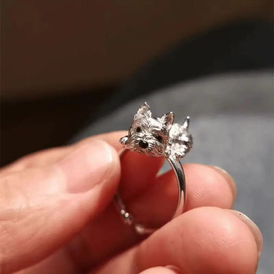 Heirloom Silver Dachshund Wrap Ring - Adjustable Statement Band for Dog Lovers