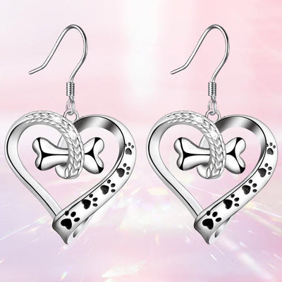2-Piece Jewelry Set with Paw, Heart & Bone Charms