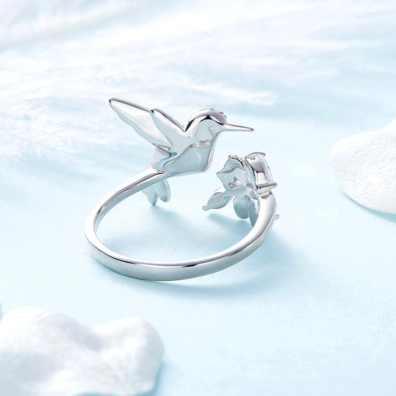 Adjustable Humming Sparkle Ring with Rhinestone diamond