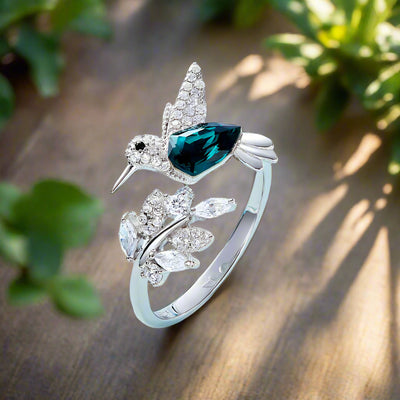 Adjustable Humming Sparkle Ring with Rhinestone diamond