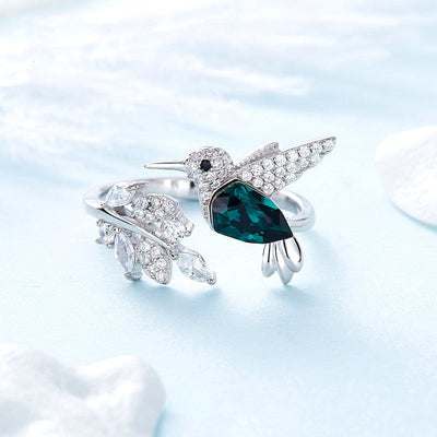 Adjustable Humming Sparkle Ring with Rhinestone diamond