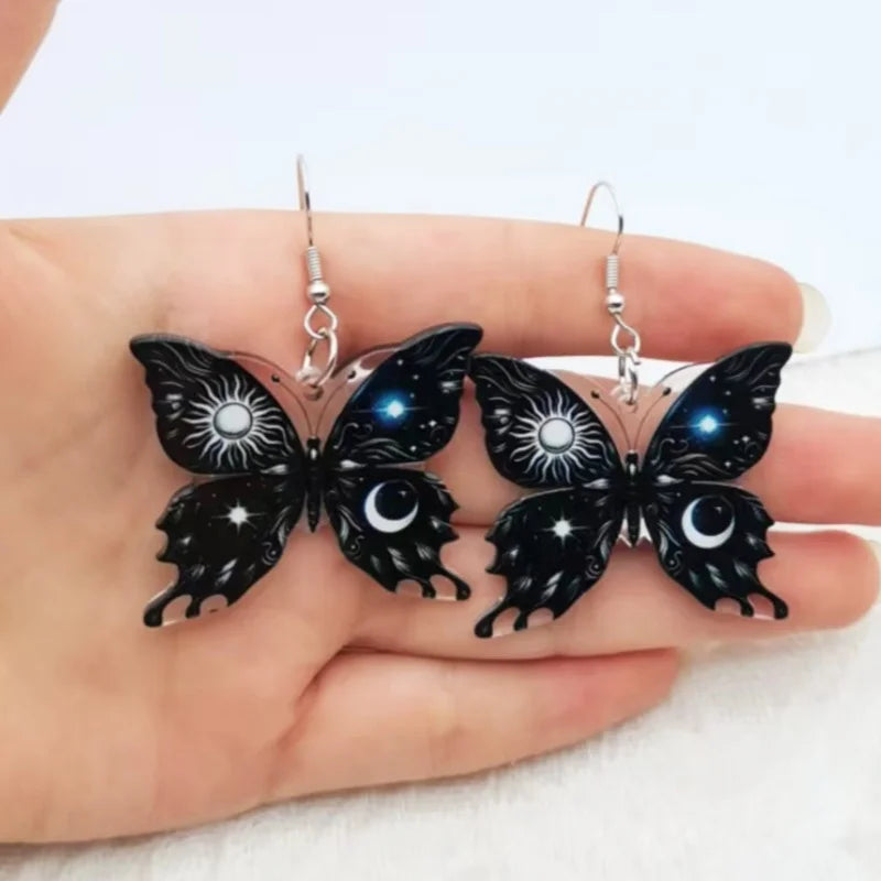 1 pair of acrylic sun moon butterfly earrings, women's earrings, the best choice for gifts