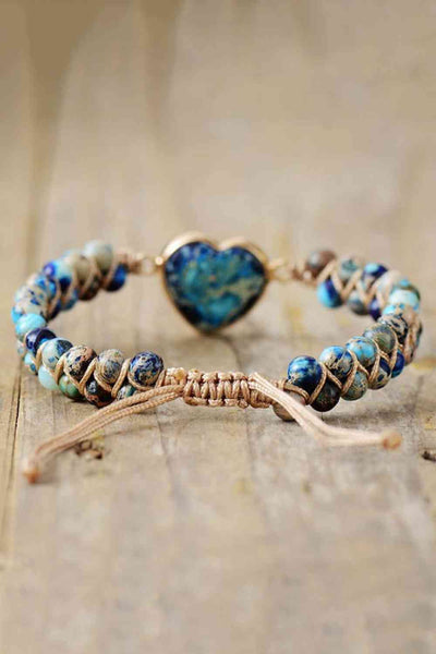 Handcrafted Heart Chakra Natural Stone Bracelet