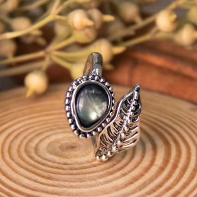 Moonstone Leaf Wrap Ring - Sterling Silver Statement Jewelry