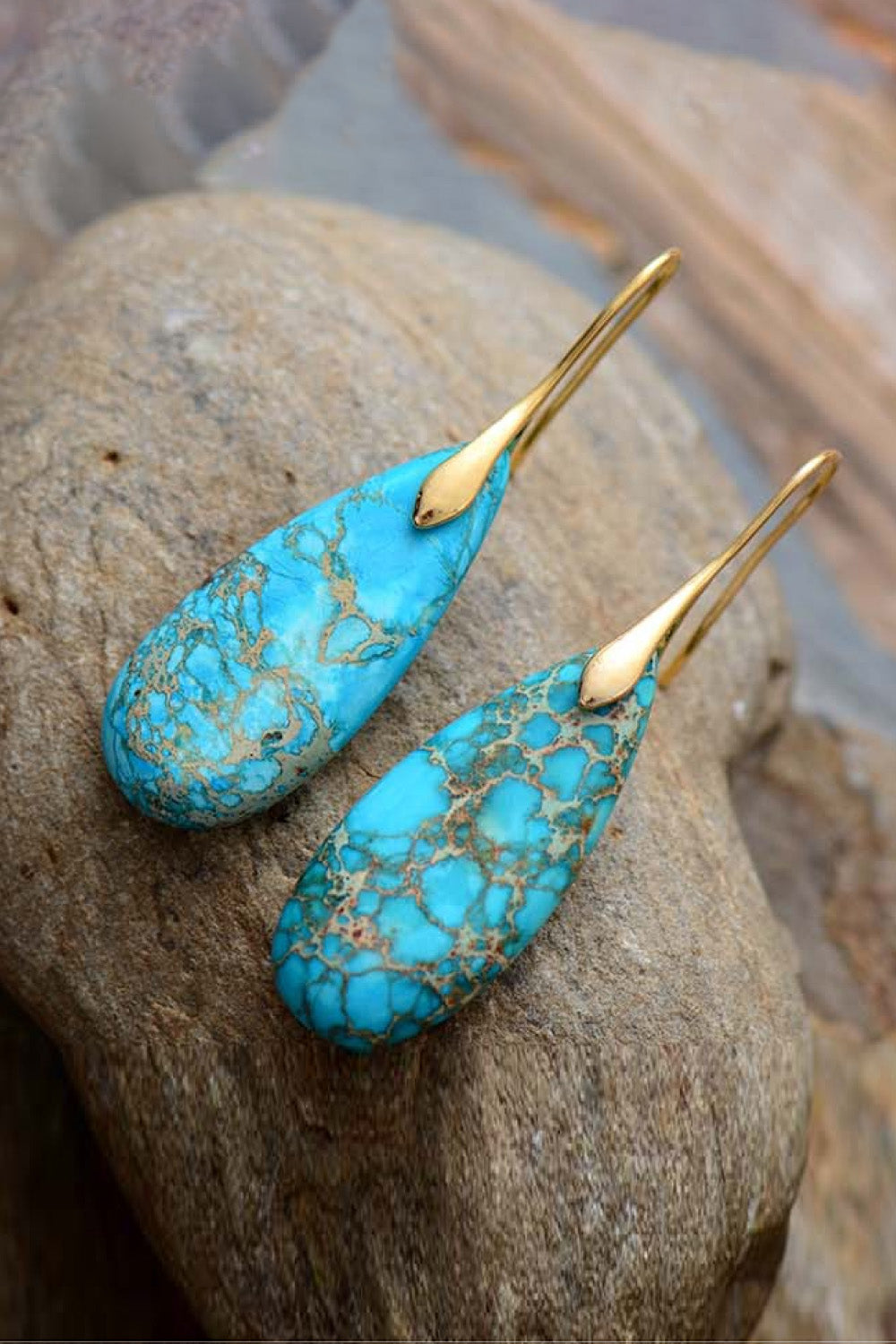 Handcrafted Natural Stone Teardrop Earrings - Timeless Elegance Collection