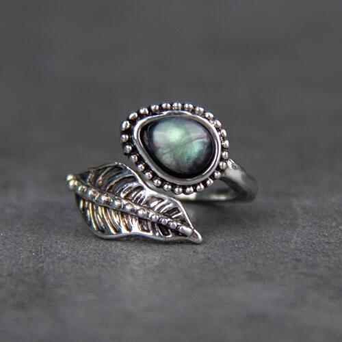 Moonstone Leaf Wrap Ring - Sterling Silver Statement Jewelry