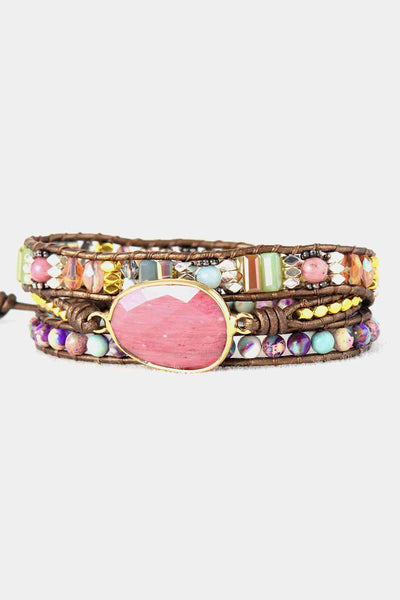 Healing Natural Stone Statement Bracelet - Artisan Handcrafted