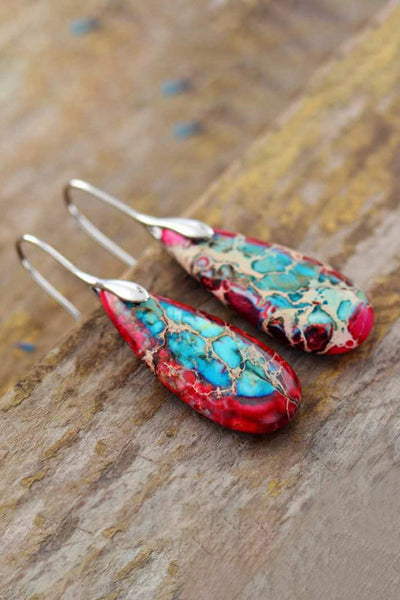 Handcrafted Natural Stone Teardrop Earrings - Timeless Elegance Collection