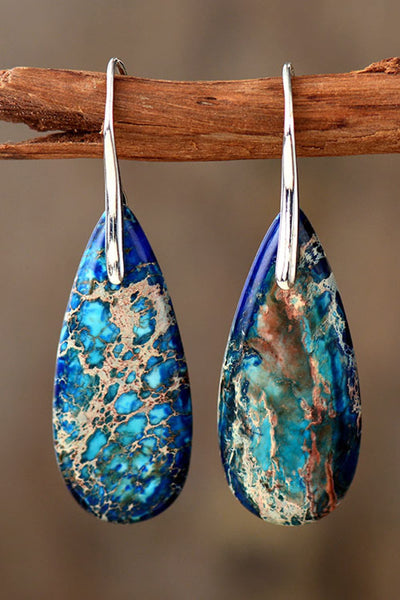 Vintage-Inspired Natural Stone Drop Earrings in 14K Gold & Platinum