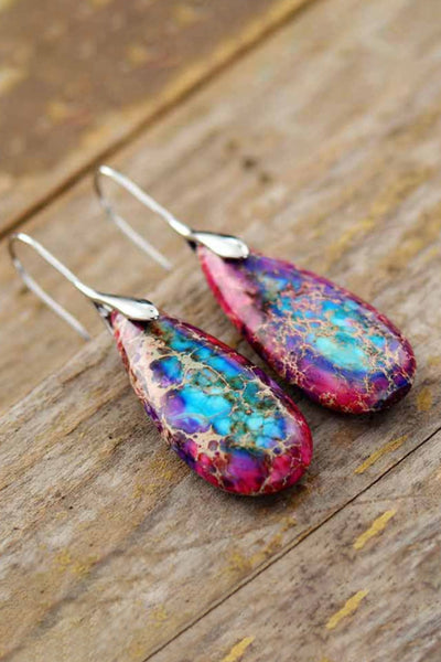 Handcrafted Natural Stone Teardrop Earrings - Timeless Elegance Collection