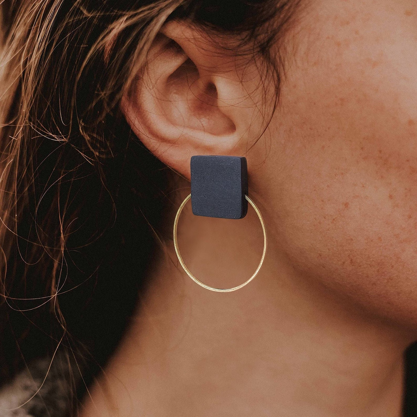 Vintage Black & Gold Square Earrings