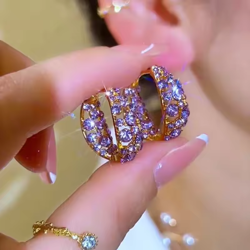 Vintage Purple Hoop Earrings